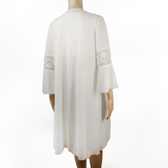 Vintage 60s 70s Retro White Lace Night Slip Dress w Matching Robe - Picture 3 of 5